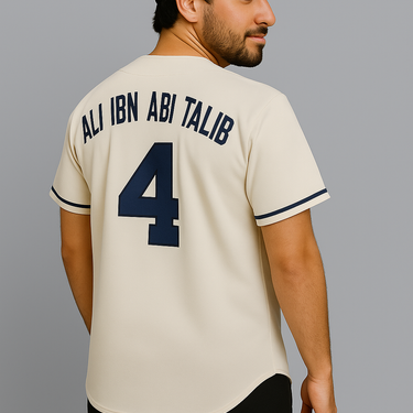 Muslim Heroes Edition Cream Navy Classic Style Authentic Baseball Jersey