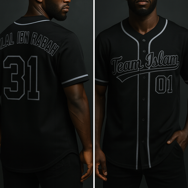 Muslim Heroes Edition Black Black-Grey Classic Style Authentic Baseball Jersey
