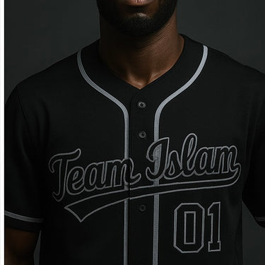 Muslim Heroes Edition Black Black-Grey Classic Style Authentic Baseball Jersey