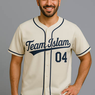 Muslim Heroes Edition Cream Navy Classic Style Authentic Baseball Jersey