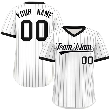 WHITE BLACK STRIPE FASHION AUTHENTIC PULLOVER BASEBALL JERSEY