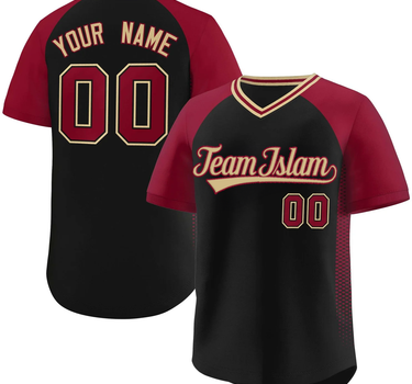 BLACK CRIMSON RAGLAN SLEEVES SIDE SPOT AUTHENTIC PULLOVER BASEBALL JERSEY