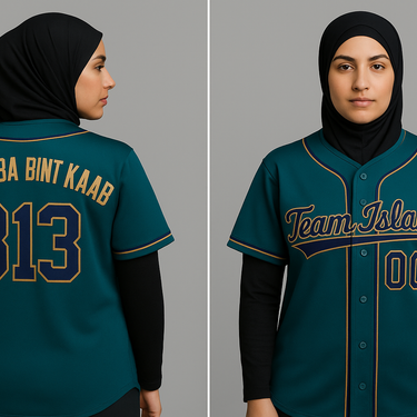 Muslim Heroes Edition Aqua Navy-Old Gold Classic Style Authentic Baseball Jersey
