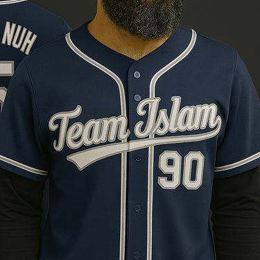 Muslim Heroes Edition Navy White-Gray Classic Style Authentic Baseball Jersey