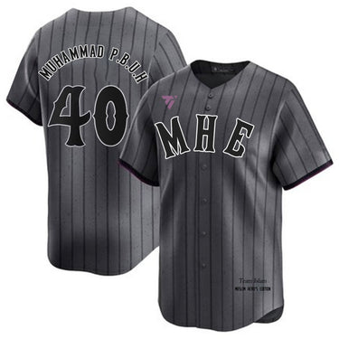 Muslim Heroes Edition Dark Grey Pinstripes Classic Style Authentic Baseball Jersey