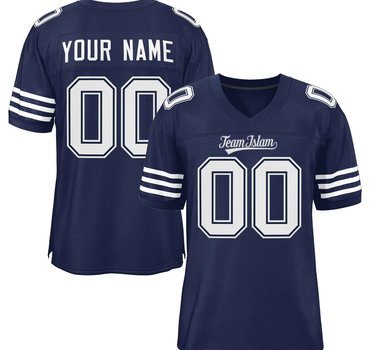 Muslim Heroes Edition NAVY WHITE CLASSIC STYLE MESH AUTHENTIC FOOTBALL JERSEY