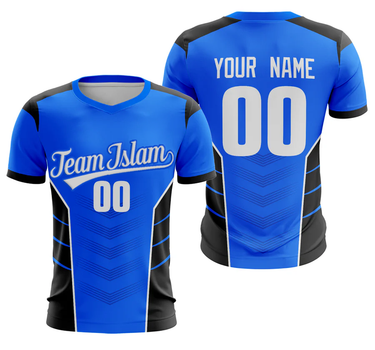 Muslim Heroes Edition Blue White-Black Sport Soccer Tops Jersey