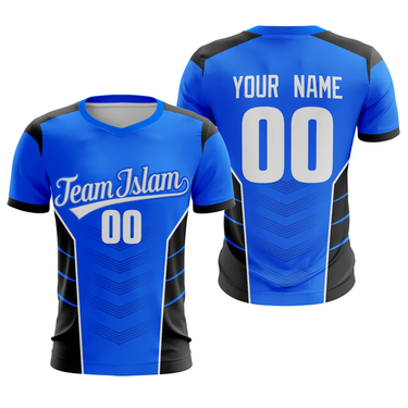 Muslim Heroes Edition Blue White-Black Sport Soccer Tops Jersey