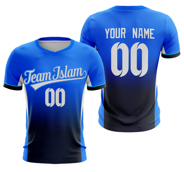 Muslim Heroes Edition Blue Black Sport Soccer Tops Jersey