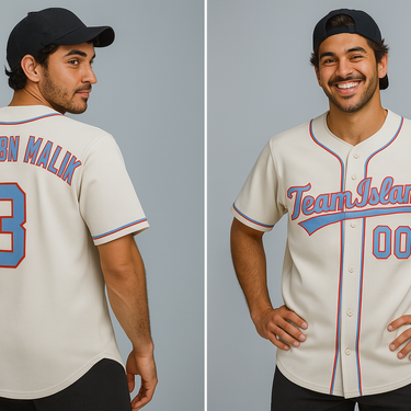 Muslim Heroes Edition Royal CREAM LIGHT BLUE-RED CLASSIC STYLE AUTHENTIC BASEBALL JERSEY