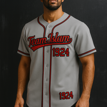 Muslim Heroes Edition Gray Red-Black Classic Style Authentic Baseball Jersey