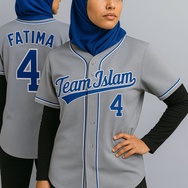Muslim Heroes Edition Gray Royal-White Classic Style Authentic Baseball Jersey
