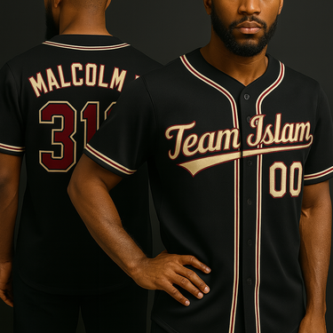 Muslim Heroes Edition Black Crimson-Cream Classic Style Authentic Baseball Jersey