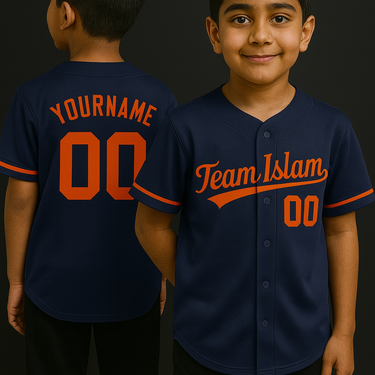Muslim Heroes Edition Navy Orange Classic Style Authentic Baseball Jersey