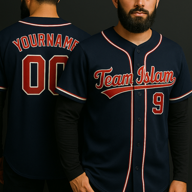 Muslim Heroes Edition Navy Red-White Classic Style Authentic Baseball Jersey