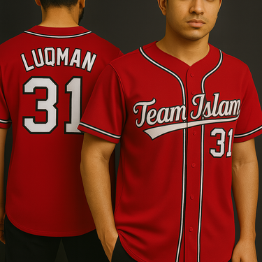 Muslim Heroes Edition Red White-Black Classic Style Authentic Baseball Jersey
