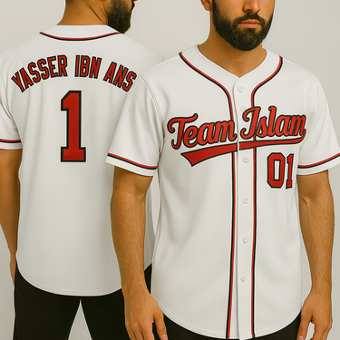 Muslim Heroes Edition White Red-Black Classic Style Authentic Baseball Jersey