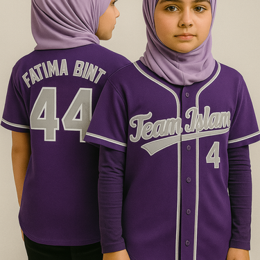 Muslim Heroes Edition Purple Gray-White Classic Style Authentic Baseball Jersey