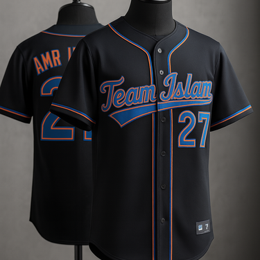 Muslim Heroes Edition Black Royal-White Classic Style Authentic Baseball Jersey