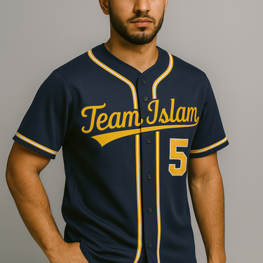 Muslim Heroes Edition Navy Yellow-White Classic Style Authentic Baseball Jersey