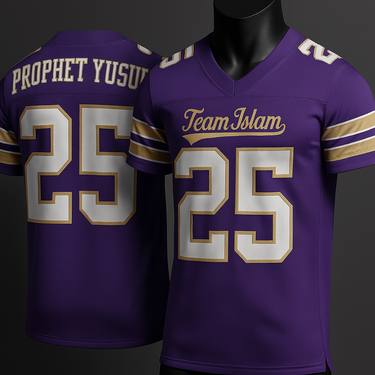 Muslim Heroes Edition Football Jersey PURPLE WHITE-GOLD CLASSIC STYLE MESH AUTHENTIC FOOTBALL JERSEY