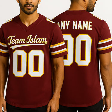 Muslim Heroes Edition BURGUNDY WHITE-GOLD CLASSIC STYLE MESH AUTHENTIC FOOTBALL JERSEY