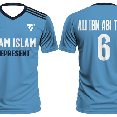 Muslim Heroes Edition Blue Breathable Sport Soccer Tops Jersey