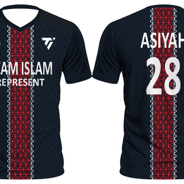 Muslim Heroes Edition Navy Red Breathable Sport Soccer Tops Jersey