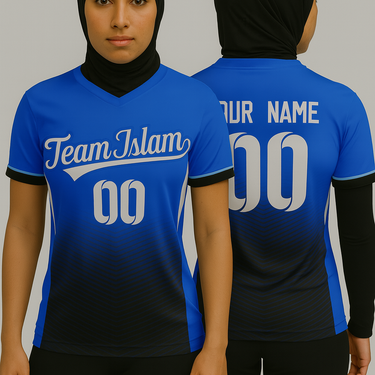 Muslim Heroes Edition Blue Black Sport Soccer Tops Jersey