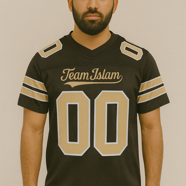 Muslim Heroes Edition BLACK VEGAS GOLD-WHITE CLASSIC STYLE MESH AUTHENTIC FOOTBALL JERSEY