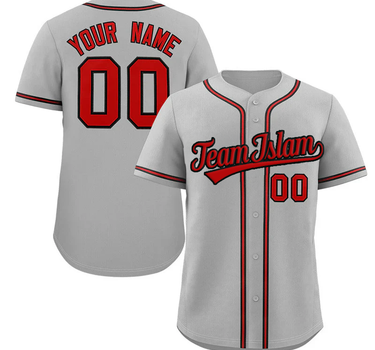 Muslim Heroes Edition Gray Red-Black Classic Style Authentic Baseball Jersey