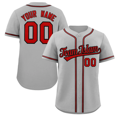 Muslim Heroes Edition Gray Red-Black Classic Style Authentic Baseball Jersey