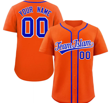 Muslim Heroes Edition Orange Royal-White Classic Style Authentic Baseball Jersey