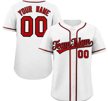 Muslim Heroes Edition White Red-Black Classic Style Authentic Baseball Jersey