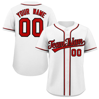 Muslim Heroes Edition White Red-Black Classic Style Authentic Baseball Jersey