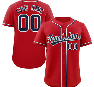 Muslim Heroes Edition Red Navy-White Classic Style Authentic Baseball Jersey