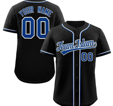 Muslim Heroes Edition Black Royal-White Classic Style Authentic Baseball Jersey