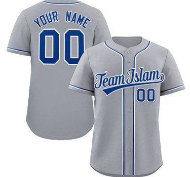 Muslim Heroes Edition Gray Royal-White Classic Style Authentic Baseball Jersey