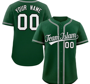 Muslim Heroes Edition Green White-Black Classic Style Authentic Baseball Jersey