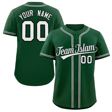 Muslim Heroes Edition Green White-Black Classic Style Authentic Baseball Jersey