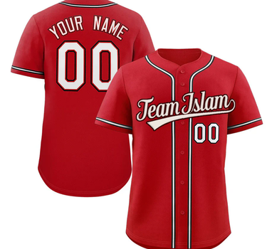 Muslim Heroes Edition Red White-Royal Classic Style Authentic Baseball Jersey