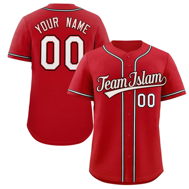 Muslim Heroes Edition Red White-Royal Classic Style Authentic Baseball Jersey