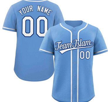 Muslim Heroes Edition Light Blue White-Royal Classic Style Authentic Baseball Jersey