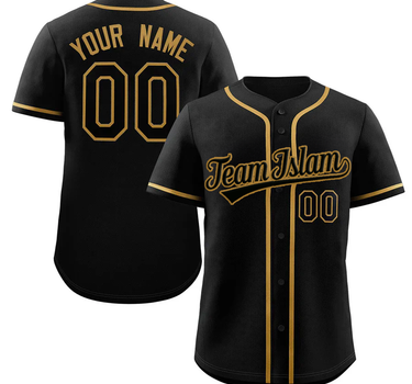 Muslim Heroes Edition Black Old Gold Classic Style Authentic Baseball Jersey