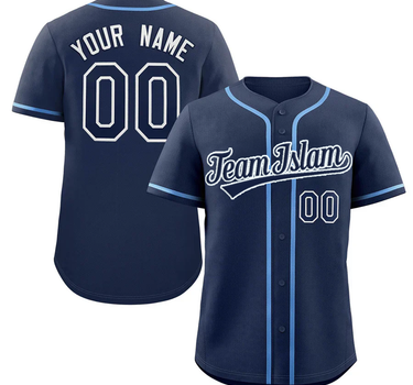 Muslim Heroes Edition Navy Navy-Powder Blue Classic Style Authentic Baseball Jersey