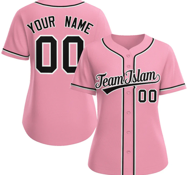 Muslim Heroes Edition Pink Black-White Classic Style Authentic Baseball Jersey For Women