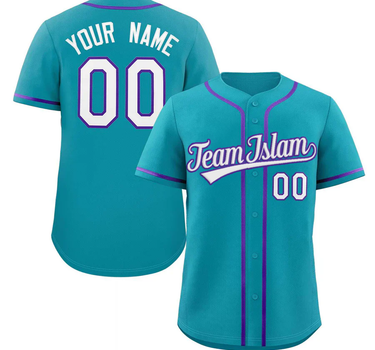 Muslim Heroes Edition Teal Baseball Jersey