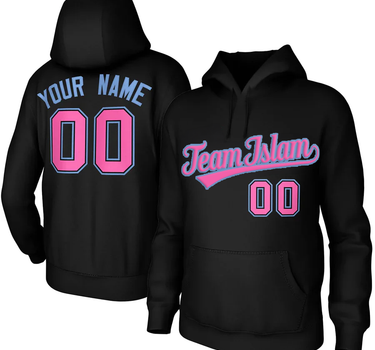 Muslim Heroes Edition Black-Light Blue-Pink Classic Style Personalized Uniform Pullover Hoodie