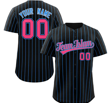 Muslim Heroes Edition BLACK PINK-POWDER BLUE STRIPE FASHION AUTHENTIC BASEBALL JERSEY