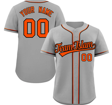 Muslim Heroes Edition Gray Orange-Black Classic Style Authentic Baseball Jersey